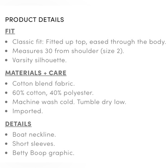 Torrid Betty Boop Classic Fit Cotton Boatneck Varsity Tee. - Picture 5 of 5